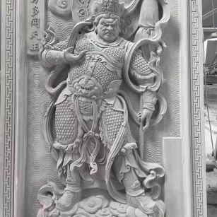 嘉峪关 芝麻灰花岗岩人物雕刻——多闻天王